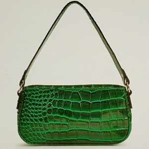 Green Croc Baguette Bag